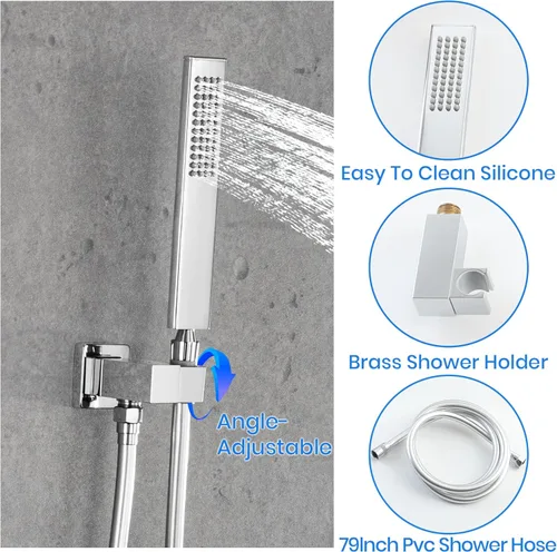 Vista 25 de SKOWLL Shower System with Tub Spout Bathroom Tub and Shower Faucet Combo Wall Mount 12 Inch Black Shower Head and Handle Set, Display Shower Valve