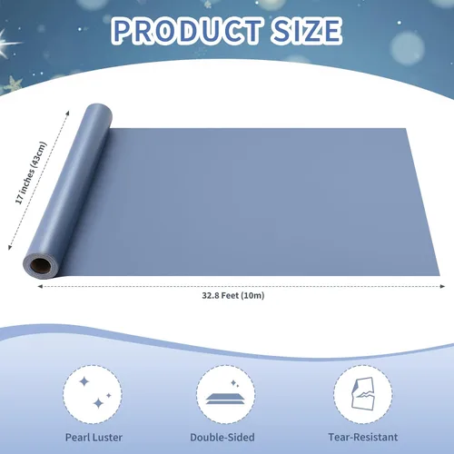 Vista 3 de Juertime - Papel de regalo mate azul marino - Papel de regalo reversible perlado-lustre perfecto para bodas, San Valentín, cumpleaños, Navidad, día