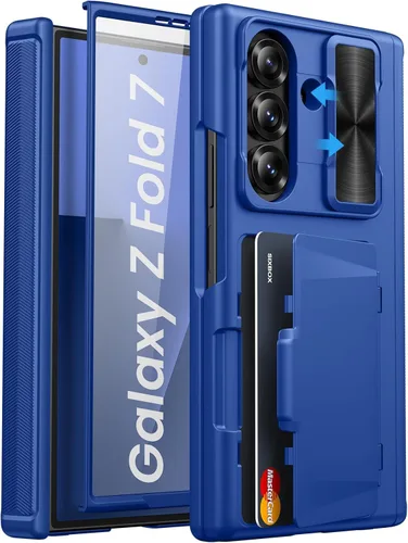 Vista 21 de Funda para Samsung Galaxy Z Fold 7 con Portarjetas, Integrado y Protector de Pantalla y Protección de Bisagra y Cubierta Deslizante para Cámara