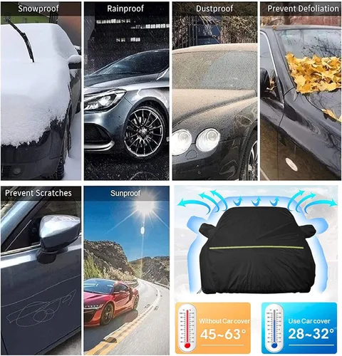 Vista 5 de Funda de coche compatible con Dacia Duster Logan Mcv Sandero Protección para todo tipo de clima, cubierta impermeable al viento, a prueba de polvo