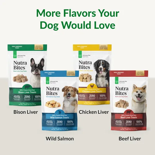 Vista 5 de ULTIMATE PET NUTRITION Nutra Bites - Golosinas liofilizadas de un solo ingrediente crudo para entrenamiento y complemento alimenticio para perros, 4