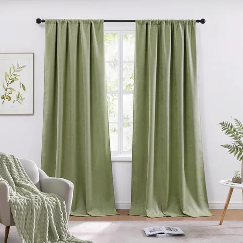 Vista 27 de WRENSONGE Cortinas opacas para dormitorio, cortinas opacas negras de 63 pulgadas de largo para sala de estar, ventanas, cocina, habitación, cortinas