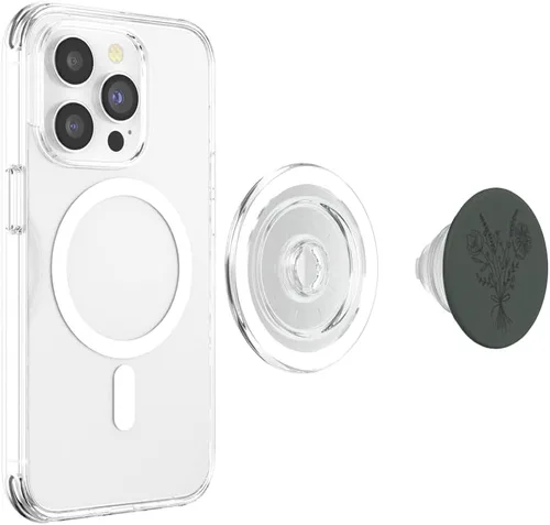 Vista 3 de Midnight Green Wildflower Floral Flower Design PopSockets PopGrip for MagSafe