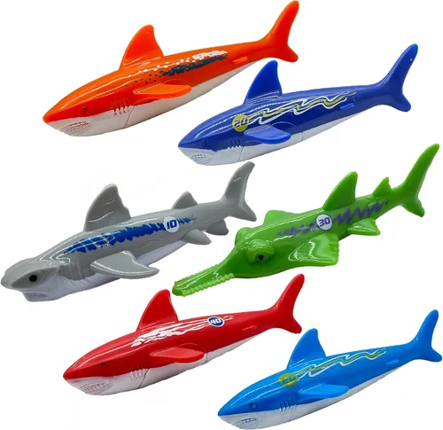 Juego de juguetes de piscina de buceo, juego de buceo de tiburón con cabeza de martillo y tiburón de sierra para niños, tiburones hundidos bajo el
