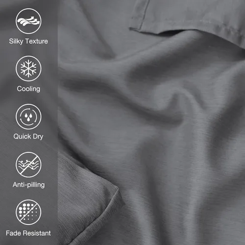 Vista 3 de Mooreeke Sábanas de bambú de lujo, suaves y transpirables con bolsillo profundo, tamaño matrimonial, juego de sábanas refrescantes, sábana bajera