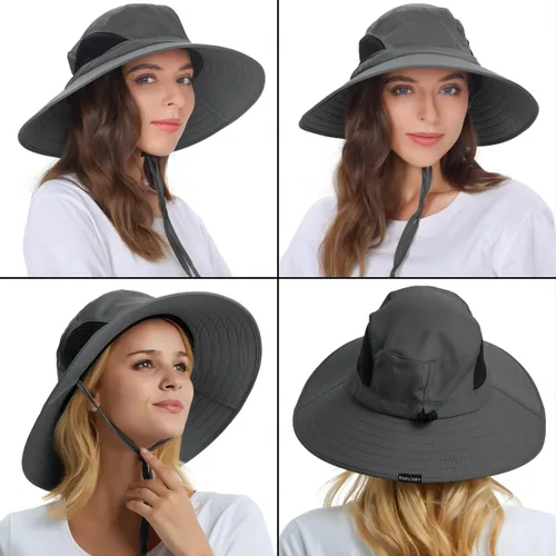 Vista 8 de EINSKEY Sombrero unisex para el sol, impermeable, de ala ancha, plegable, para pesca, senderismo, jardinería, safari, playa