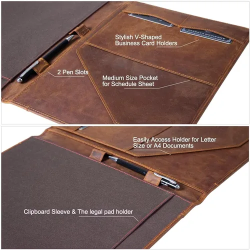 Vista 4 de Jack&Chris Leather Portfolio, A4 Document Folder Legal Pad Padfolio, Professional Writing Letter Notepad Clipboard Sleeve Organizer, Resume Folio