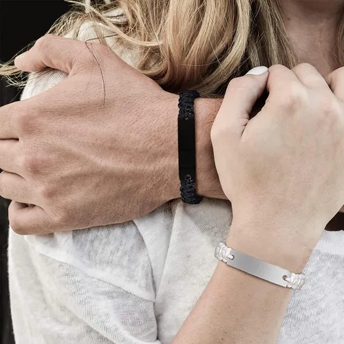 Vista 3 de XUANPAI Pulseras personalizadas hechas a mano con placa de identificación de cuerda trenzada para mujeres y hombres