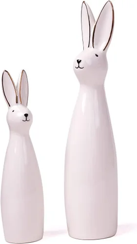 SEINHIJO Estatua de conejo, escultura de conejo, decoración moderna, regalo de animales para el hogar, Pascua, oficina, cerámica, 11.5 pulgadas
