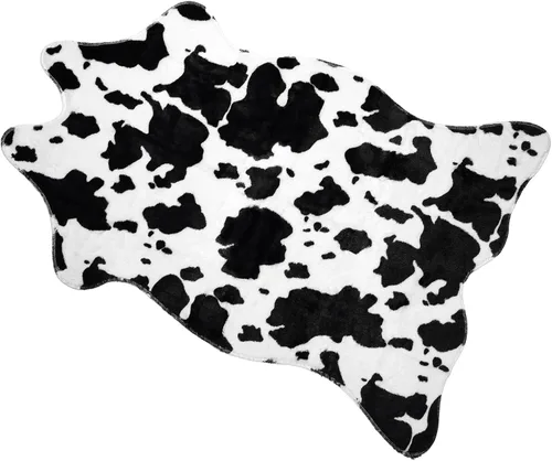 Vista 16 de MACEVIA Alfombra de cuero de vaca con lindo estampado de vaca, decoración occidental para sala de estar, dormitorio, alfombra de área sintética