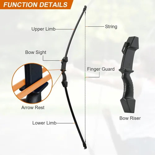 Vista 2 de TOPARCHERY Juego de Arco Recurvo de Tiro con Arco y Flecha Desmontable Arco de Caza para Deportes al Aire Libre Regalo de Tiro con Arco
