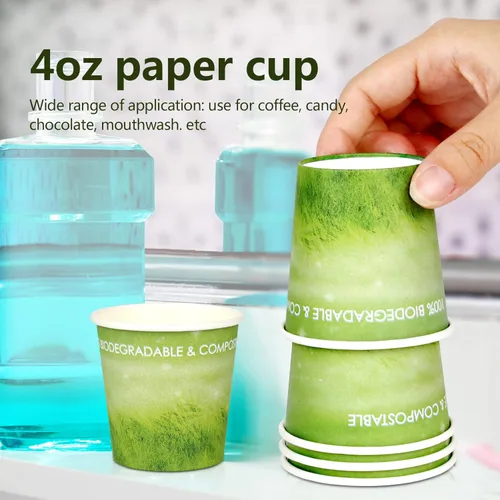 Vista 2 de Yes!Fresh Vasos de papel desechables de 4 onzas para bebidas calientes, ecológicos, mini vasos de papel para fiestas, pícnics, barbacoas, viajes