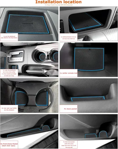 Vista 6 de auovo Alfombrillas antipolvo para Frontier Crew Cab 2005-2020, accesorios Xterra 2005-2015, ajuste personalizado, forros para bolsillo de puerta