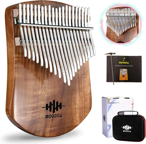 MOOZICA Kalimba Piano de Pulgar de Koa Sólido de 21 Teclas, Kalimba Marimba Profesional Individual de Tablero Plano de Madera Maciza con