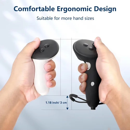 Vista 3 de AMVR Extended Controller Grips Cover Compatible with Meta/Oculus Quest 3S/Quest 3 Accessories, with Battery Opening Cover and Knuckle Straps