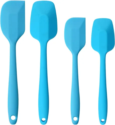 Vista 13 de Juego de 6 espátulas de silicona, espátula de cuchara de goma, resistente al calor, diseño de una pieza, espátula sin costuras, raspadores Negro