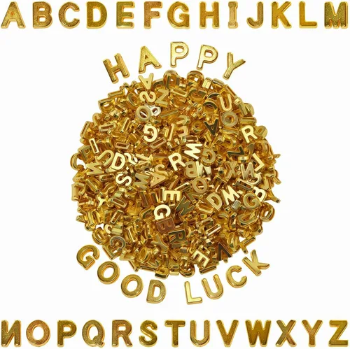 Vista 19 de Amaney - 1000 cuentas redondas de acrílico blanco de 0.236 x 0.186 pulgadas con letras del alfabeto de oro rosa para hacer joyas