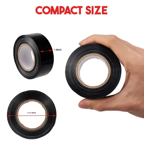 Vista 2 de Mini cinta adhesiva para conductos, 1 pulgada x 10 yardas, 1 paquete, rollo pequeño, impermeable, kit de emergencia, multiusos, desgarro a mano