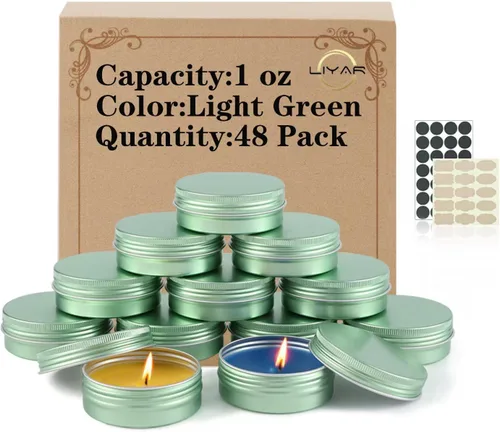 Paquete de 48 tarros de aluminio de 1 oz, latas de salvamento versátiles pequeños de 1 onza con tapas, lata de metal para bálsamos, especias,