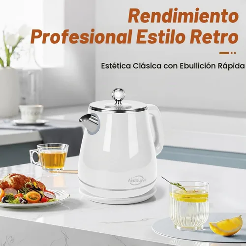 Vista 5 de Hervidor eléctrico de 1.8L, hervidor de té con ebullición rápida Blanco
