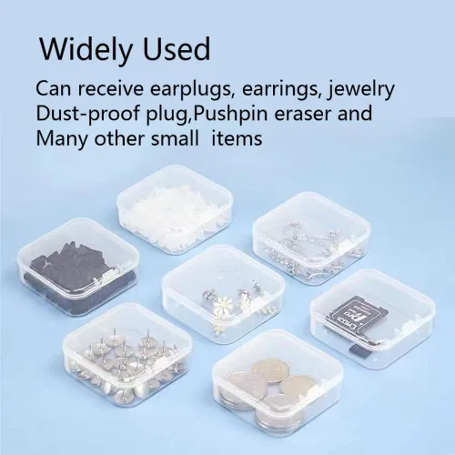 Vista 3 de 12 piezas pequeñas de plástico transparente contenedor de almacenamiento y organizador de cajas transparentes, para almacenamiento de objetos