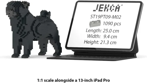 Vista 2 de JEKCA Pug 01S-M02 Bloques de construcción de plástico para perros Edad 14+ Negro
