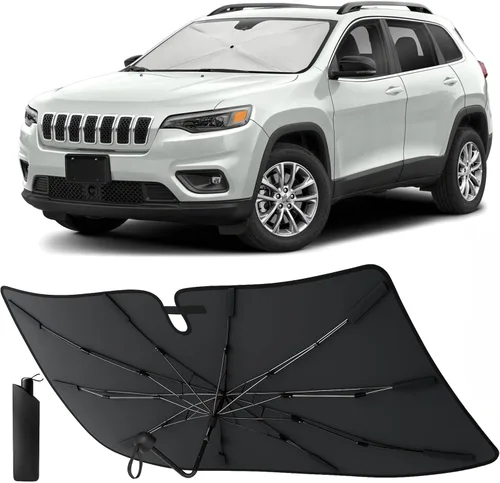 Vista 52 de EcoNour Parasol plegable para Volkswagen Atlas 2018-2023 2024 2025 Parasol para parabrisas de acordeón, parasol para ventana delantera de automóvil
