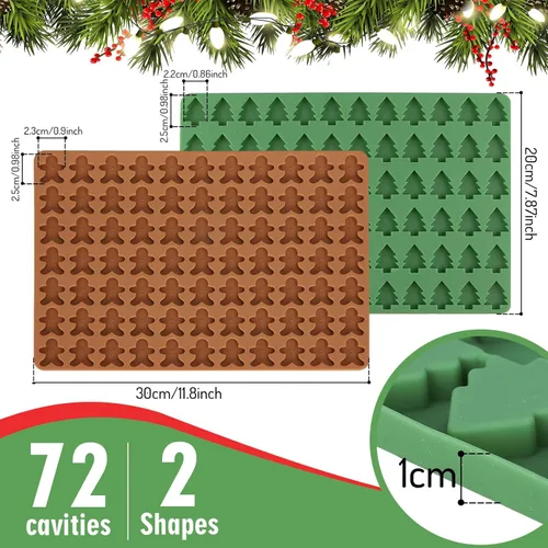 Vista 2 de AnyDesign - Moldes de silicona para Navidad, mini árbol de Navidad y caramelo de jengibre, molde de chocolate, molde antiadherente para hornear