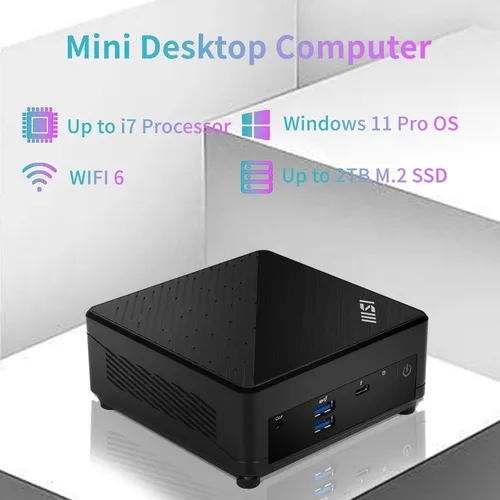 Vista 4 de MSI Cubi 5 Professional Mini PC, procesador Intel i5-1235U de 12.ª generación, 16 GB RAM, 1 TB SSD, Wi-Fi 6, Windows 11 Pro, soporte para pantalla