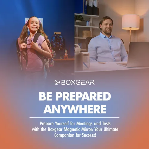 Vista 7 de Boxgear Magnetic Locker Mirror - 5" x 7"- for School Locker, Bathroom, Household Refrigerator, Locker Accessory, Workshop Toolbox or Office Cabinet