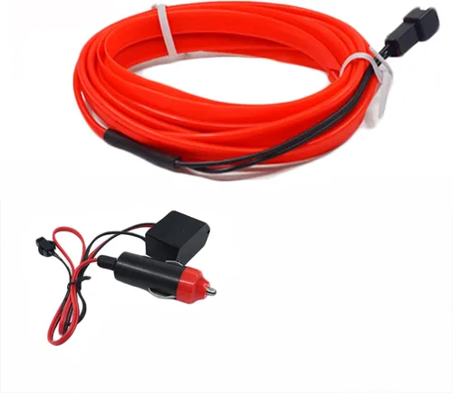Vista 11 de El - Tira de luces LED de neón para auto, tira de luces LED para interior y exterior de automóvil, cable frío de 12 V para decoración