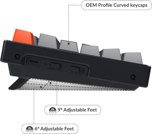Vista 7 de Keychron K8 Tenkeyless Teclado mecánico inalámbrico para Mac, Bluetooth RGB retroiluminación multitarea tipo C con cable TKL Gaming Keyboard