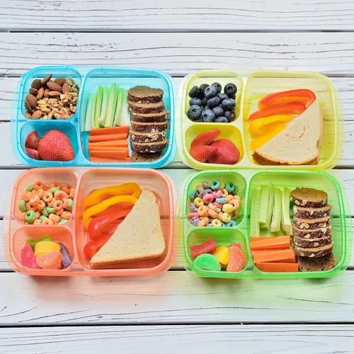 Vista 3 de Youngever Paquete de 8 loncheras Bento, recipientes de preparación de comidas, cajas de plástico reutilizables divididas para almacenamiento