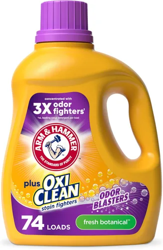 ARM & HAMMER Plus OxiClean with Odor Blasters - Detergente líquido para ropa, removedor de olores de lavandería, ataca manchas, aroma botánico