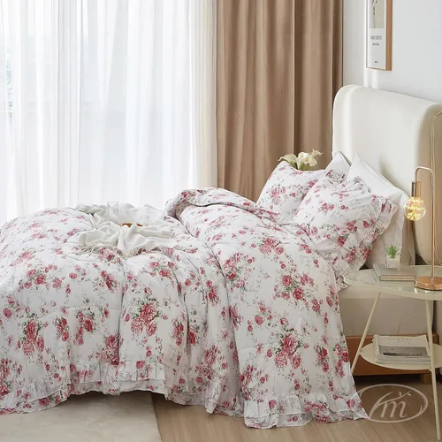 Vista 66 de VM VOUGEMARKET Juego de edredón de encaje tamaño Twin XL, edredón a cuadros azul con patrón Gingham con 2 fundas de almohada románticas de encaje