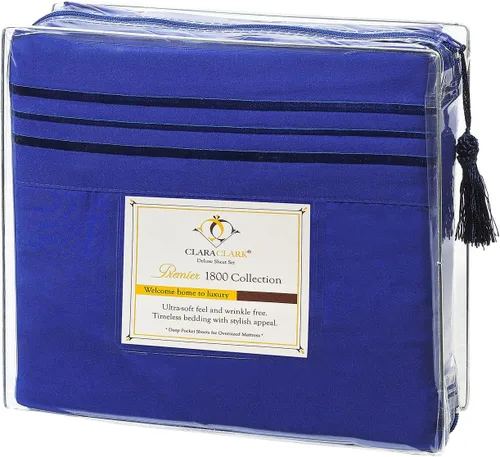 Vista 2 de Clara Clark Juego de sábanas de microfibra de doble cepillado, con 2 fundas de almohada, tamaño Queen, color marrón chocolate