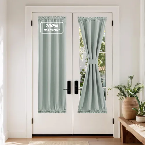 Vista 57 de NICETOWN Cortinas de Lino para Puerta Lateral - Cortinas Opacas con Aislamiento Térmico para Puerta Delantera Francesa para Sombra Pequeña