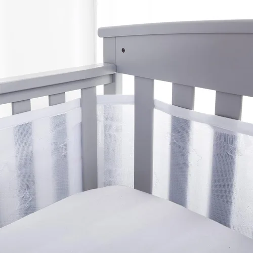 Vista 18 de BreathableBaby Forro transpirable de malla para cunas de tamaño completo, malla Deluxe de 4mm, rosa claro (Tamaño 4FS cubre 3 o 4 lados)
