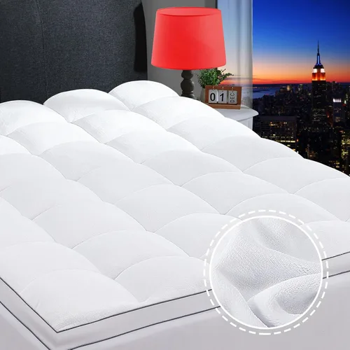 Vista 12 de Cubrecolchón tamaño individual XL extra grueso con parte superior de almohada refrescante, protector de colchón de felpa con bolsillo profundo