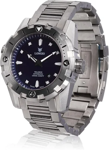 Vista 2 de LONGIO Diver Watches Telamon 3,280.8ft Swiss Automatic Pro Diver Watches 1.850in Reloj de buceo con válvula de helio, bisel giratorio, zafiro correa