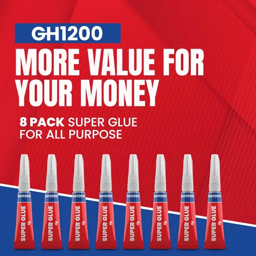 Vista 5 de Pegamento de 0.14 oz x 8 súper pegamento fuerte multiusos con tapa antilogas. Superpegamento adhesivo súper rápido y fuerte, pegamento