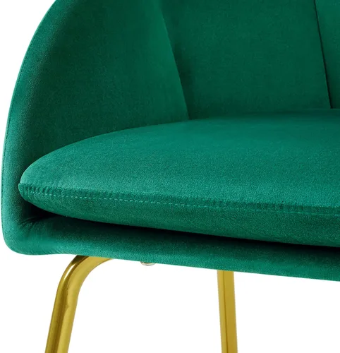 Vista 16 de Yaheetech Sillón moderno de piel sintética, silla de maquillaje en forma de flor con patas de metal dorado para sala de estar, sala de maquillaje