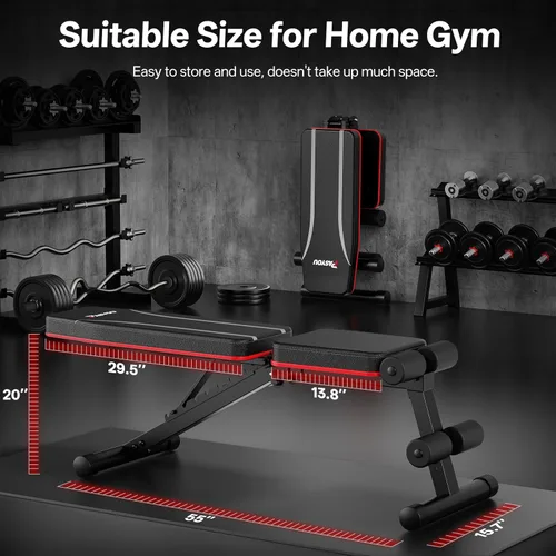Vista 9 de PASYOU Banco de peso ajustable de 660 libras, banco inclinable plegable para gimnasio en casa, banco de ejercicio con mancuernas para entrenamiento