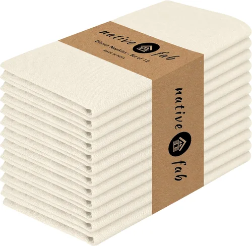 Vista 64 de Native Fab Blue Cloth Napkins, 4 Pack, 100% Cotton, 17x17 Inches, Heavy Duty, Soft Texture, Quick Drying, Great for Spring Holidays, Family