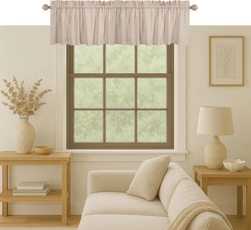 Vista 43 de Native Fab Juego de cortinas de cenefa para ventanas, paquete de 2, 54 x 18 pulgadas, bolsillo para barra, semitransparentes, cortinas cortas