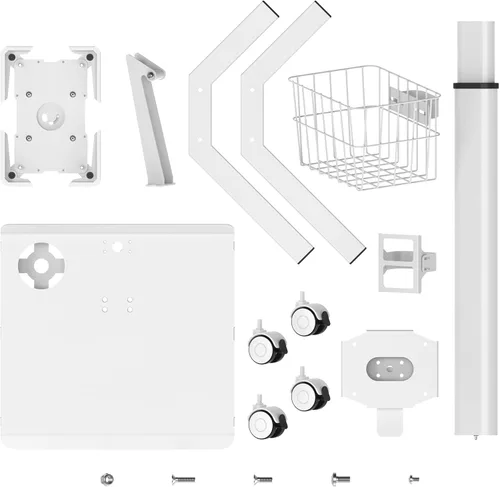 Vista 6 de Carrito médico con ruedas ajustable: estación de trabajo móvil neumática con carcasa para iPad de 9.7-13" y tableta - Ideal para oficina de clínica