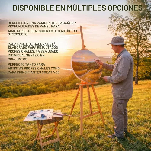 Vista 6 de U.S. Art Supply Paneles de madera acunados redondos sin terminar de 6