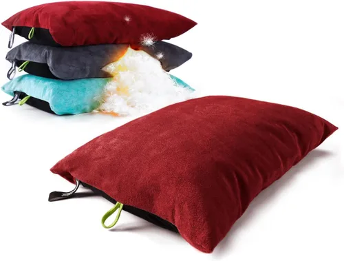 Vista 10 de ZOOOBELIVES Almohada de camping rellena de plumón para viajes, funda suave lavable, cojín de campamento pequeño para cuello y soporte lumbar sobre
