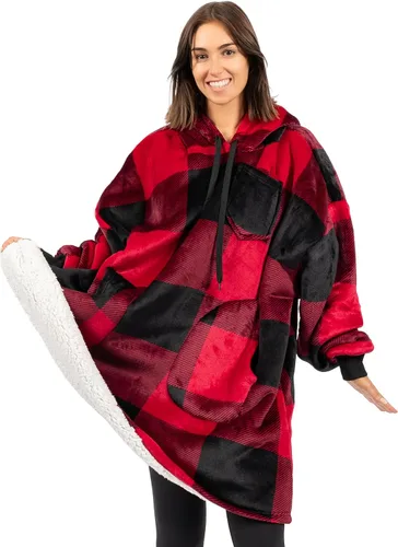 PAVILIA Manta con capucha para mujer, manta Sherpa para hombre, manta de gran tamaño, manta de forro polar con capucha