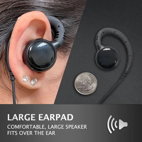 Vista 4 de PROMAXPOWER Auricular giratorio en forma de C de 1 cable con micrófono de botón PTT para Motorola Radio bidireccional Walkie Talkies Mag One BPR40